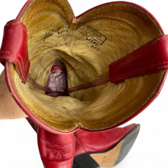 Texas Red Leather Western Cowboy Cowgirl Boots Women's 6.5 M - Picture 10 of 14